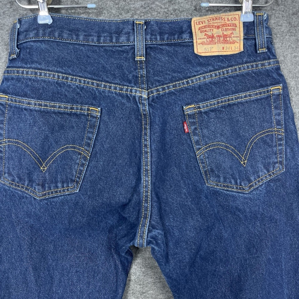 Vintage Y2K Levis Jeans Mens 34x34 Denim 517 Bootcut Western Cowboy Rodeo - Picture 12 of 13